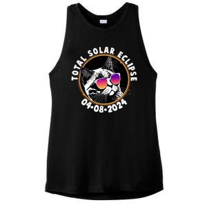 Funny Total Solar Eclipse April 8 2024 Sunglasses Cat Ladies PosiCharge Tri-Blend Wicking Tank