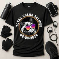 Funny Total Solar Eclipse April 8 2024 Sunglasses Cat Performance Shirt