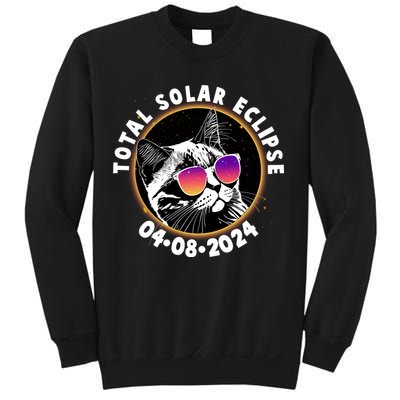 Funny Total Solar Eclipse April 8 2024 Sunglasses Cat Sweatshirt