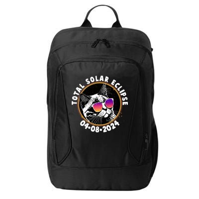 Funny Total Solar Eclipse April 8 2024 Sunglasses Cat City Backpack