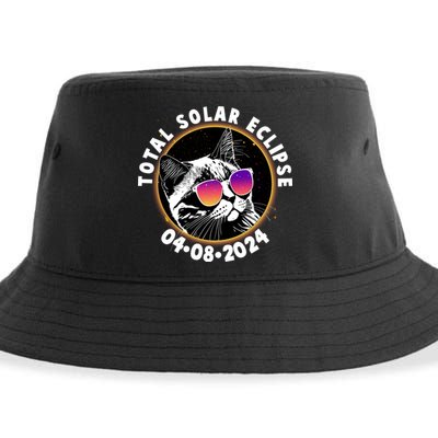 Funny Total Solar Eclipse April 8 2024 Sunglasses Cat Sustainable Bucket Hat