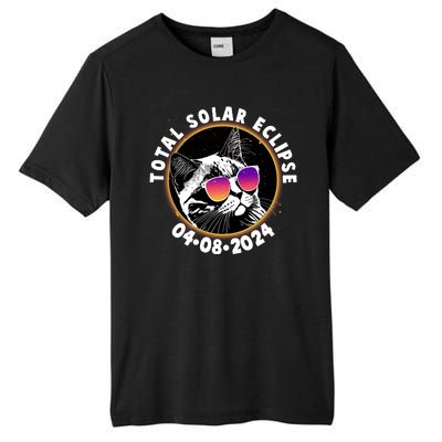 Funny Total Solar Eclipse April 8 2024 Sunglasses Cat Tall Fusion ChromaSoft Performance T-Shirt