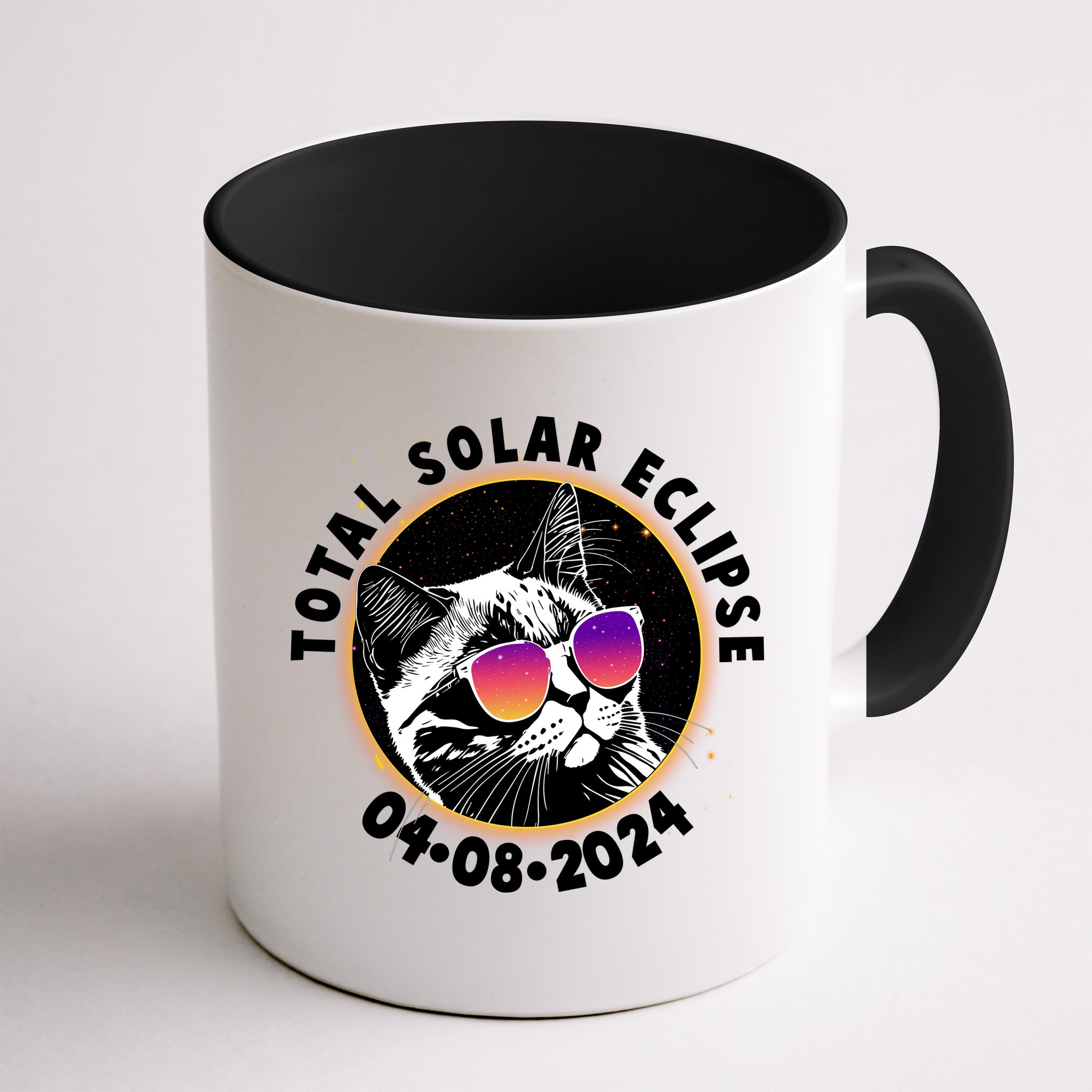 Funny Total Solar Eclipse April 8 2024 Sunglasses Cat Mug