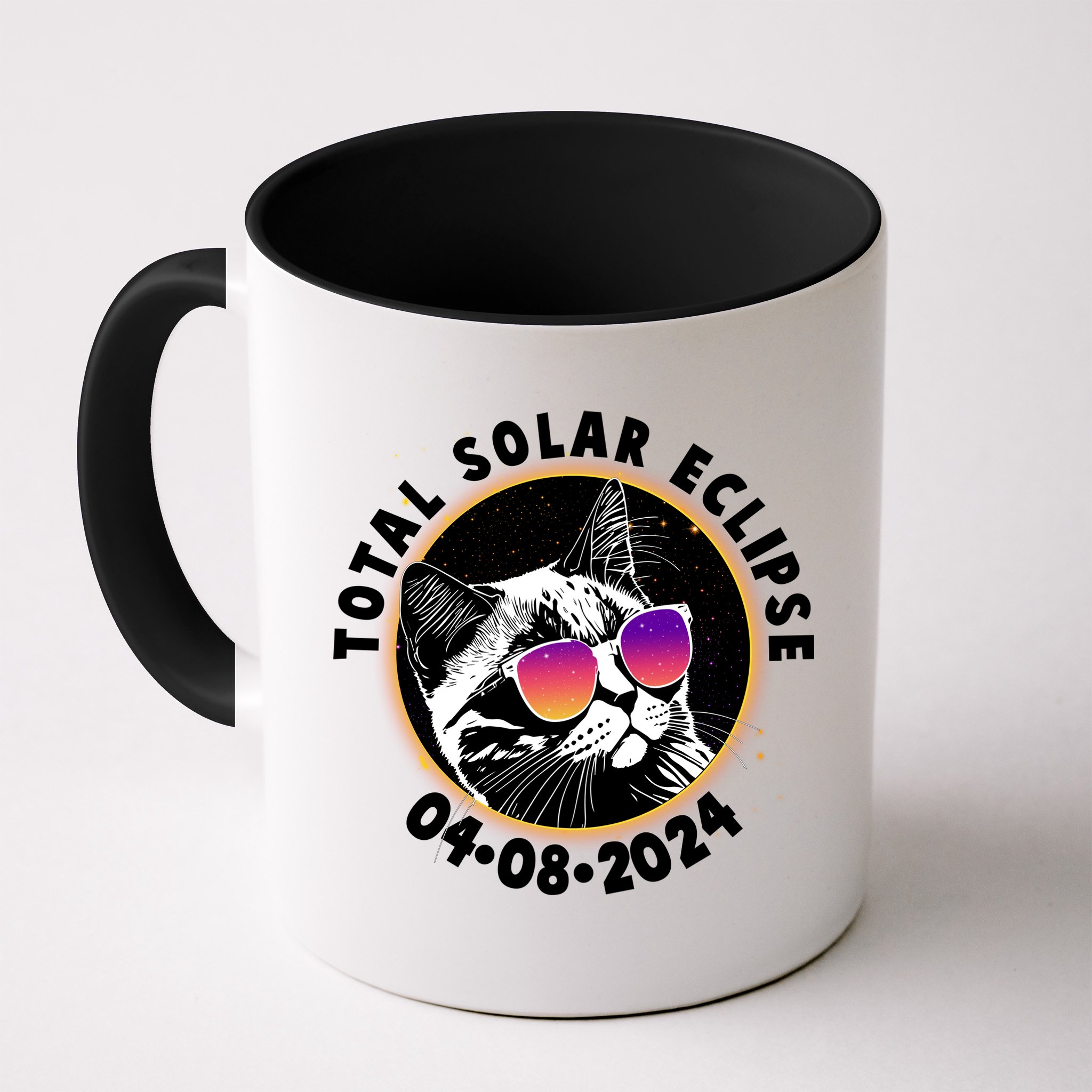 Funny Total Solar Eclipse April 8 2024 Sunglasses Cat Mug
