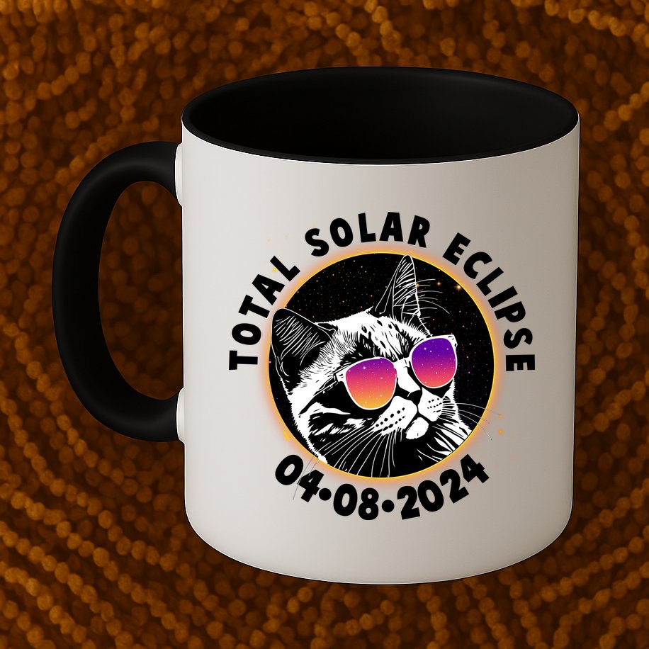 Funny Total Solar Eclipse April 8 2024 Sunglasses Cat Mug