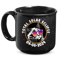 Funny Total Solar Eclipse April 8 2024 Sunglasses Cat 15oz Campfire Ceramic Mug
