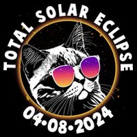 Funny Total Solar Eclipse April 8 2024 Sunglasses Cat Drawstring Bag