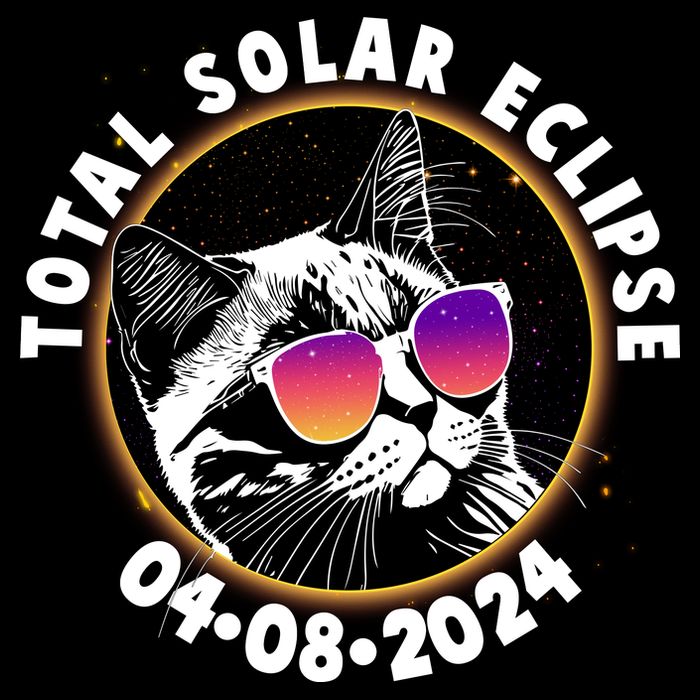 Funny Total Solar Eclipse April 8 2024 Sunglasses Cat Drawstring Bag