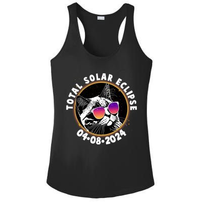 Funny Total Solar Eclipse April 8 2024 Sunglasses Cat Ladies PosiCharge Competitor Racerback Tank