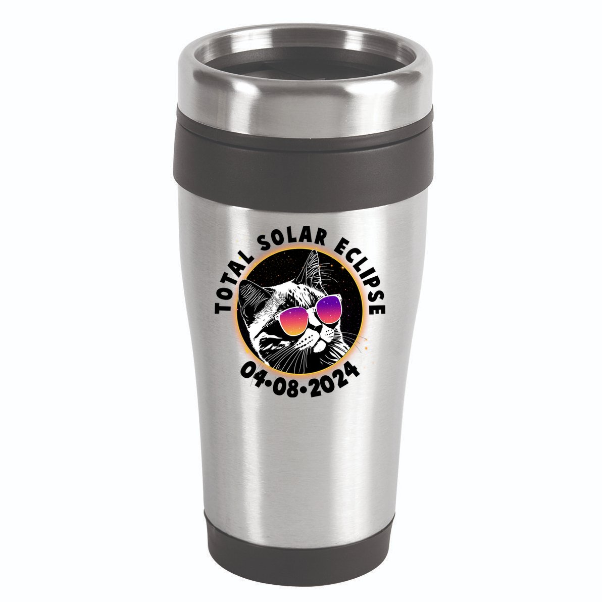 Funny Total Solar Eclipse April 8 2024 Sunglasses Cat 16oz Travel Tumbler
