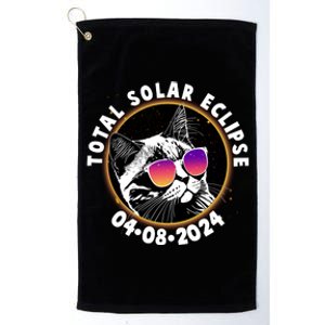 Funny Total Solar Eclipse April 8 2024 Sunglasses Cat Platinum Collection Golf Towel