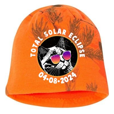 Funny Total Solar Eclipse April 8 2024 Sunglasses Cat Kati - Camo Knit Beanie