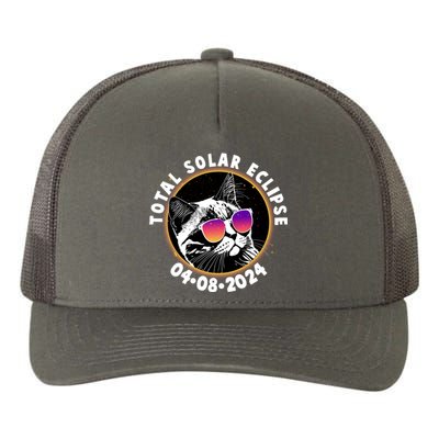 Funny Total Solar Eclipse April 8 2024 Sunglasses Cat Yupoong Adult 5-Panel Trucker Hat