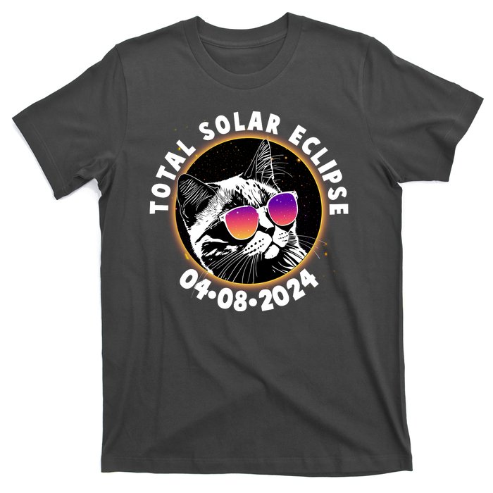 Funny Total Solar Eclipse April 8 2024 Sunglasses Cat T-Shirt