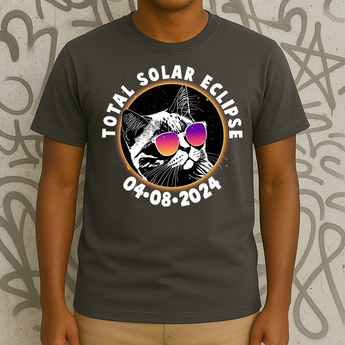 Funny Total Solar Eclipse April 8 2024 Sunglasses Cat T-Shirt