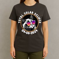 Funny Total Solar Eclipse April 8 2024 Sunglasses Cat T-Shirt