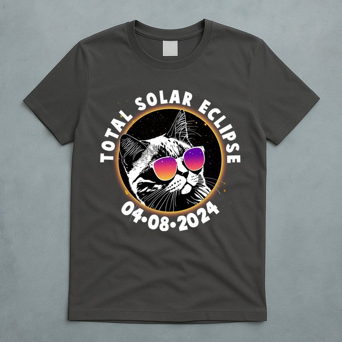 Funny Total Solar Eclipse April 8 2024 Sunglasses Cat T-Shirt