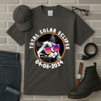 Funny Total Solar Eclipse April 8 2024 Sunglasses Cat Tall T-Shirt