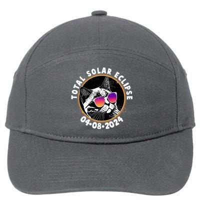 Funny Total Solar Eclipse April 8 2024 Sunglasses Cat 7-Panel Snapback Hat