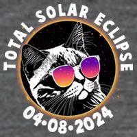 Funny Total Solar Eclipse April 8 2024 Sunglasses Cat 7-Panel Snapback Hat