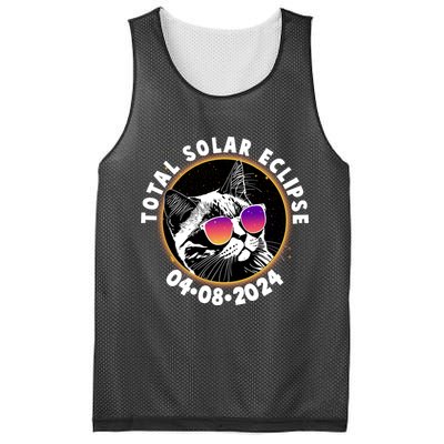Funny Total Solar Eclipse April 8 2024 Sunglasses Cat Mesh Reversible Basketball Jersey Tank