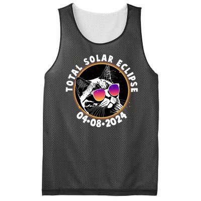 Funny Total Solar Eclipse April 8 2024 Sunglasses Cat Mesh Reversible Basketball Jersey Tank