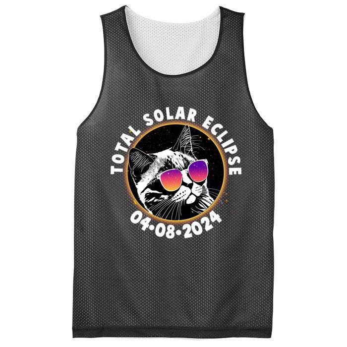 Funny Total Solar Eclipse April 8 2024 Sunglasses Cat Mesh Reversible Basketball Jersey Tank