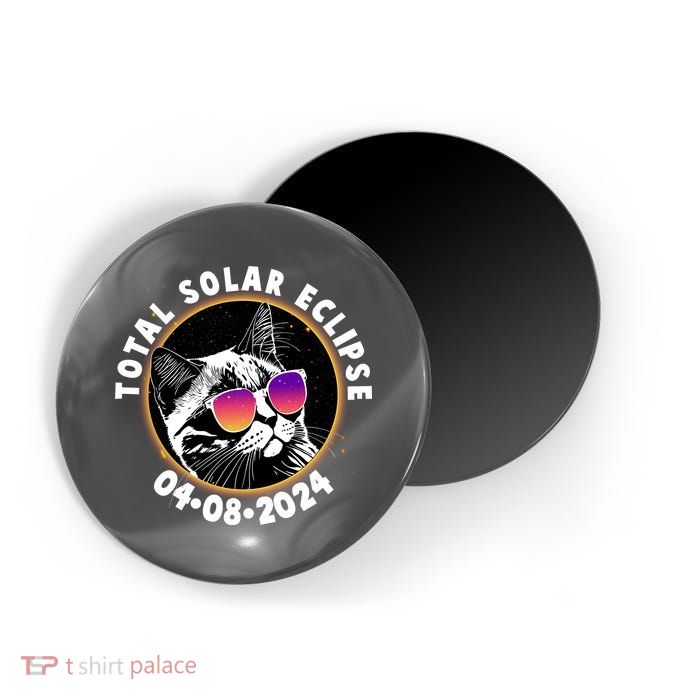 Funny Total Solar Eclipse April 8 2024 Sunglasses Cat Magnet
