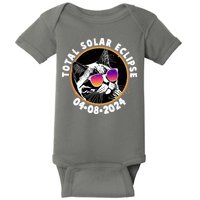 Funny Total Solar Eclipse April 8 2024 Sunglasses Cat Baby Bodysuit