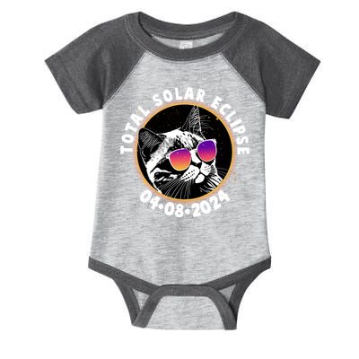 Funny Total Solar Eclipse April 8 2024 Sunglasses Cat Infant Baby Jersey Bodysuit