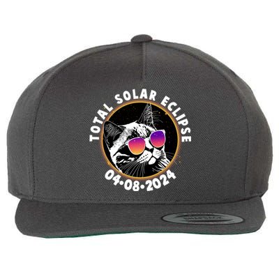 Funny Total Solar Eclipse April 8 2024 Sunglasses Cat Wool Snapback Cap