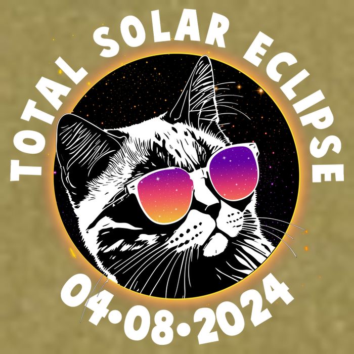 Funny Total Solar Eclipse April 8 2024 Sunglasses Cat Garment-Dyed Women's Muscle Tee
