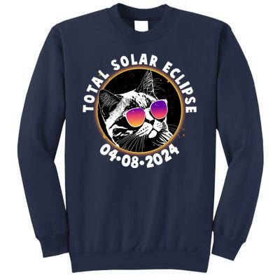 Funny Total Solar Eclipse April 8 2024 Sunglasses Cat Sweatshirt