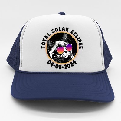 Funny Total Solar Eclipse April 8 2024 Sunglasses Cat Trucker Hat