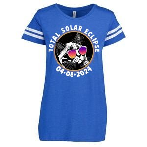 Funny Total Solar Eclipse April 8 2024 Sunglasses Cat Enza Ladies Jersey Football T-Shirt