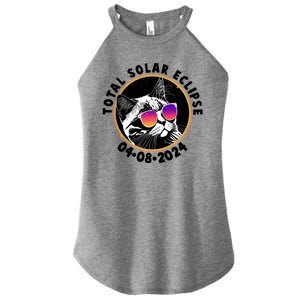 Funny Total Solar Eclipse April 8 2024 Sunglasses Cat Women's Perfect Tri Rocker Tank