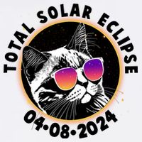 Funny Total Solar Eclipse April 8 2024 Sunglasses Cat Garment-Dyed Sweatshirt