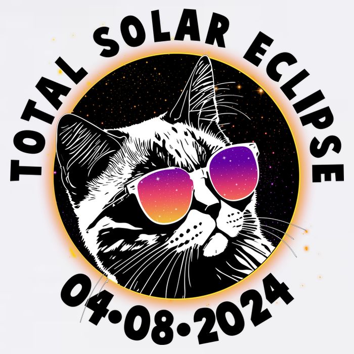 Funny Total Solar Eclipse April 8 2024 Sunglasses Cat Garment-Dyed Sweatshirt