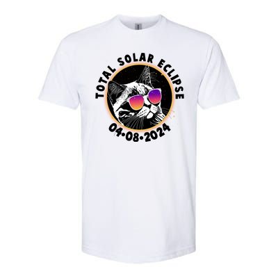 Funny Total Solar Eclipse April 8 2024 Sunglasses Cat Softstyle CVC T-Shirt