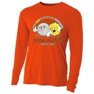 Funny Total Solar Eclipse The Sun Is Getting Mooned April 8 2024 Cooling Performance Long Sleeve Crew