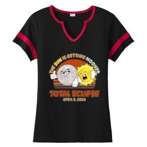 Funny Total Solar Eclipse The Sun Is Getting Mooned April 8 2024 Ladies Halftime Notch Neck Tee