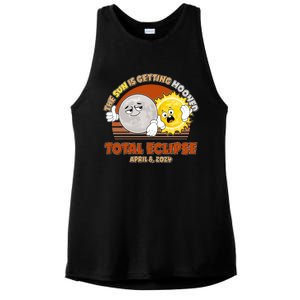 Funny Total Solar Eclipse The Sun Is Getting Mooned April 8 2024 Ladies PosiCharge Tri-Blend Wicking Tank