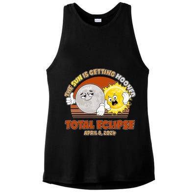 Funny Total Solar Eclipse The Sun Is Getting Mooned April 8 2024 Ladies PosiCharge Tri-Blend Wicking Tank