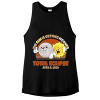 Funny Total Solar Eclipse The Sun Is Getting Mooned April 8 2024 Ladies PosiCharge Tri-Blend Wicking Tank