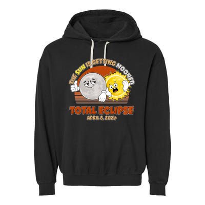 Funny Total Solar Eclipse The Sun Is Getting Mooned April 8 2024 Garment-Dyed Fleece Hoodie