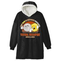 Funny Total Solar Eclipse The Sun Is Getting Mooned April 8 2024 Hooded Wearable Blanket