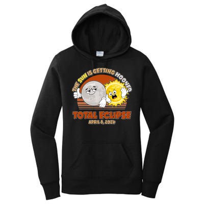 Funny Total Solar Eclipse The Sun Is Getting Mooned April 8 2024 Women's Pullover Hoodie