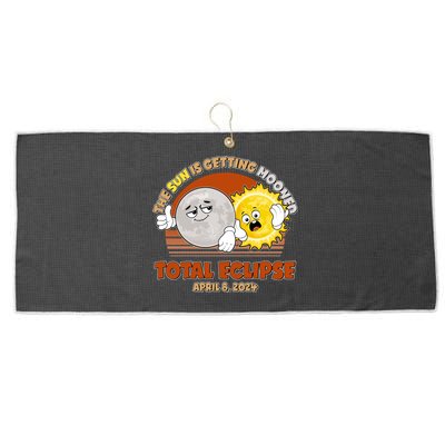 Funny Total Solar Eclipse The Sun Is Getting Mooned April 8 2024 Large Microfiber Waffle Golf Towel