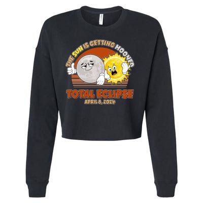 Funny Total Solar Eclipse The Sun Is Getting Mooned April 8 2024 Cropped Pullover Crew