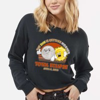 Funny Total Solar Eclipse The Sun Is Getting Mooned April 8 2024 Cropped Pullover Crew